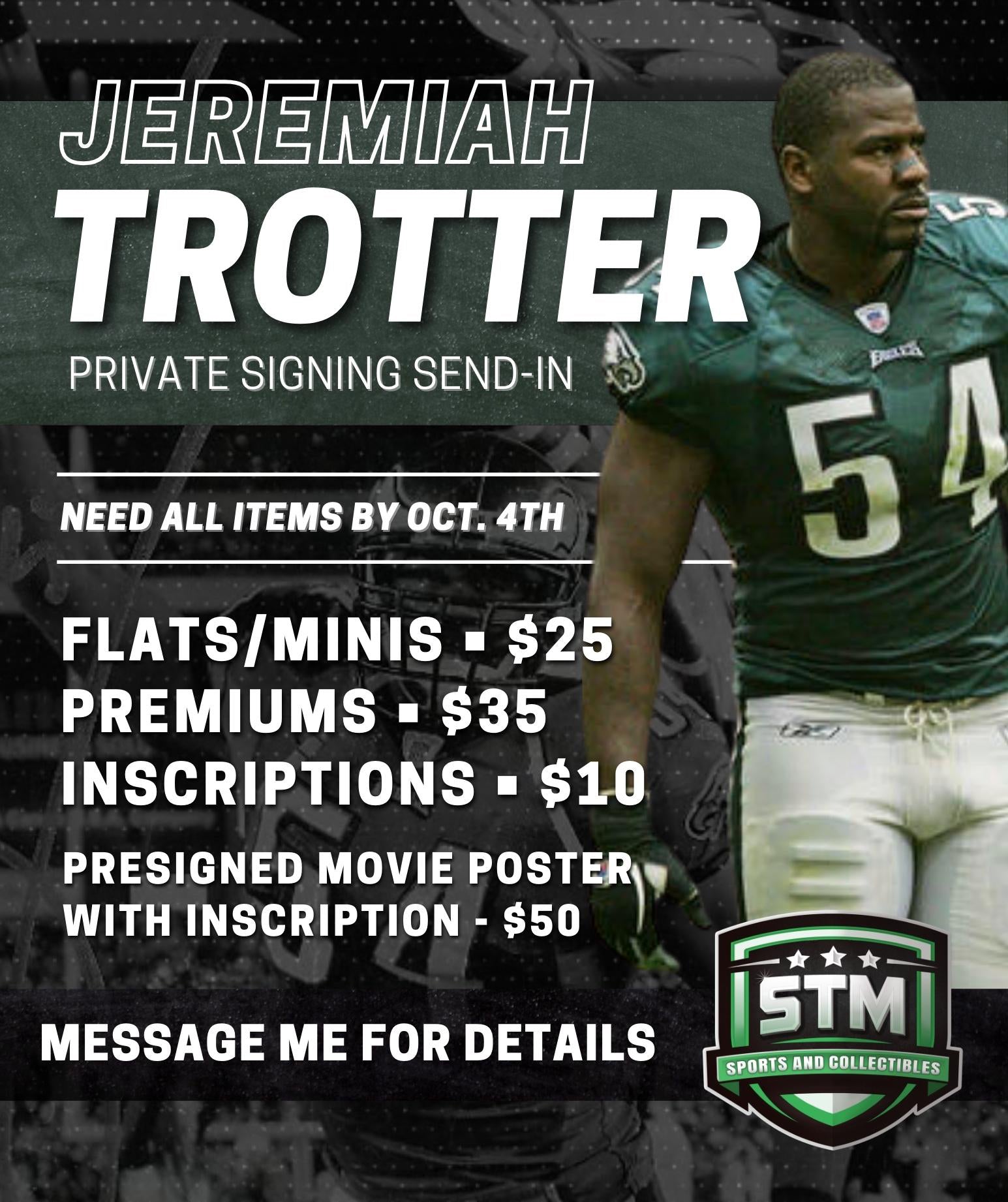 Jeremiah Trotter autograph 8x10, Philadelphia Eagles, Axe Man